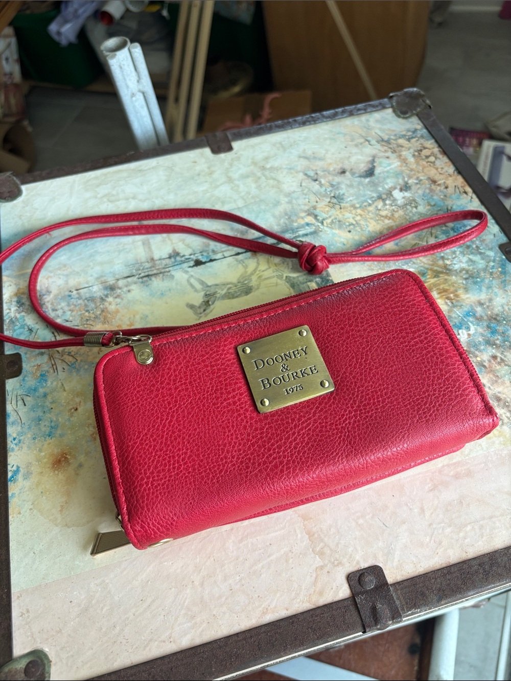 Dooney & Bourke Red Leather Wristlet Crossbody